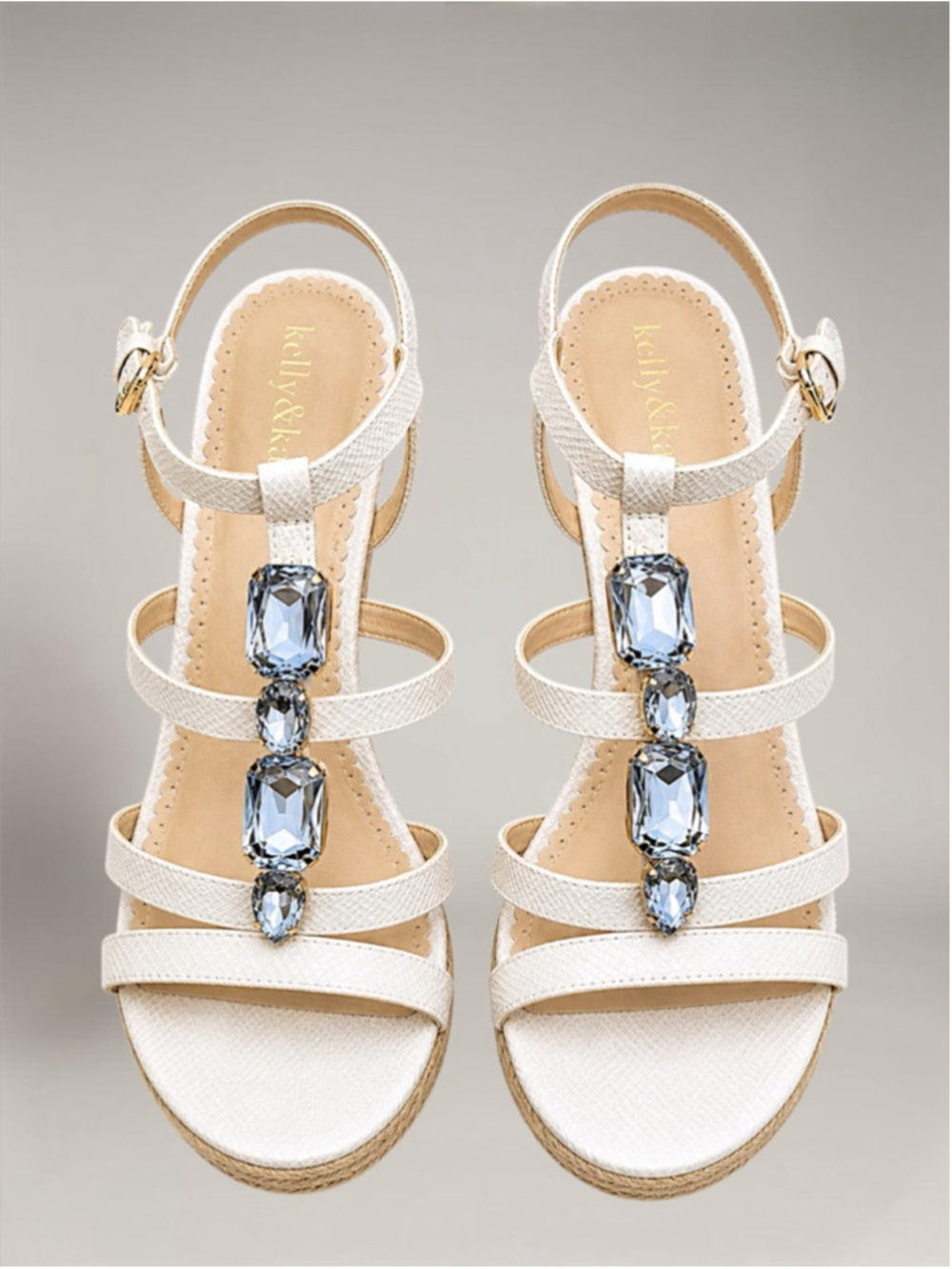 Kelly & Katie Rachel White Jeweled Wedge Sandals – Size 8 - Picture 11 of 11